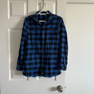 Woolrich Blue and Black Checkered Flannel Shirt